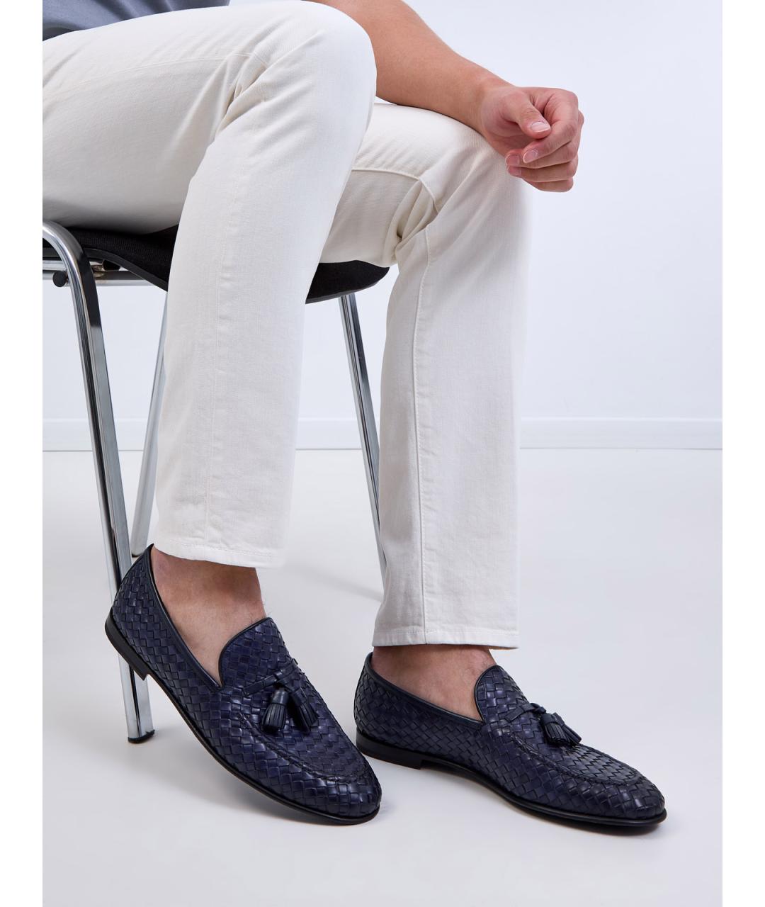 BARRETT Синие кожаные лоферы, фото 2