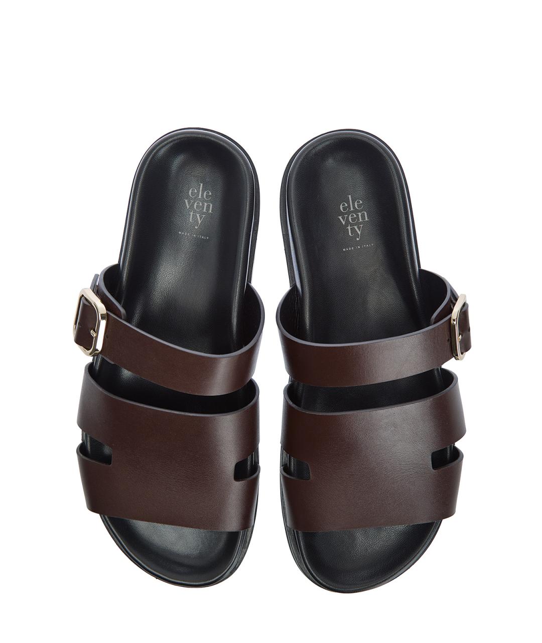 ELEVENTY Коричневые кожаные сандалии, фото 5