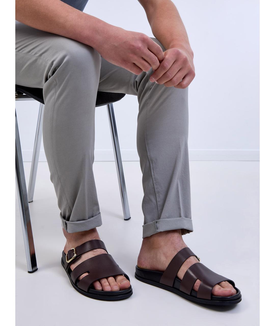 ELEVENTY Коричневые кожаные сандалии, фото 2