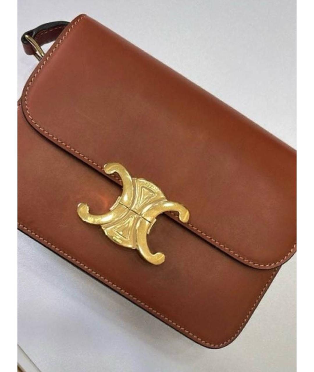 CELINE Коричневая кожаная сумка через плечо, фото 5