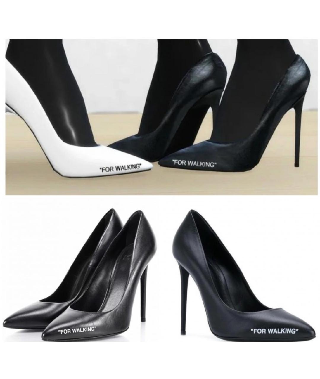 OFF-WHITE Черные кожаные туфли, фото 2