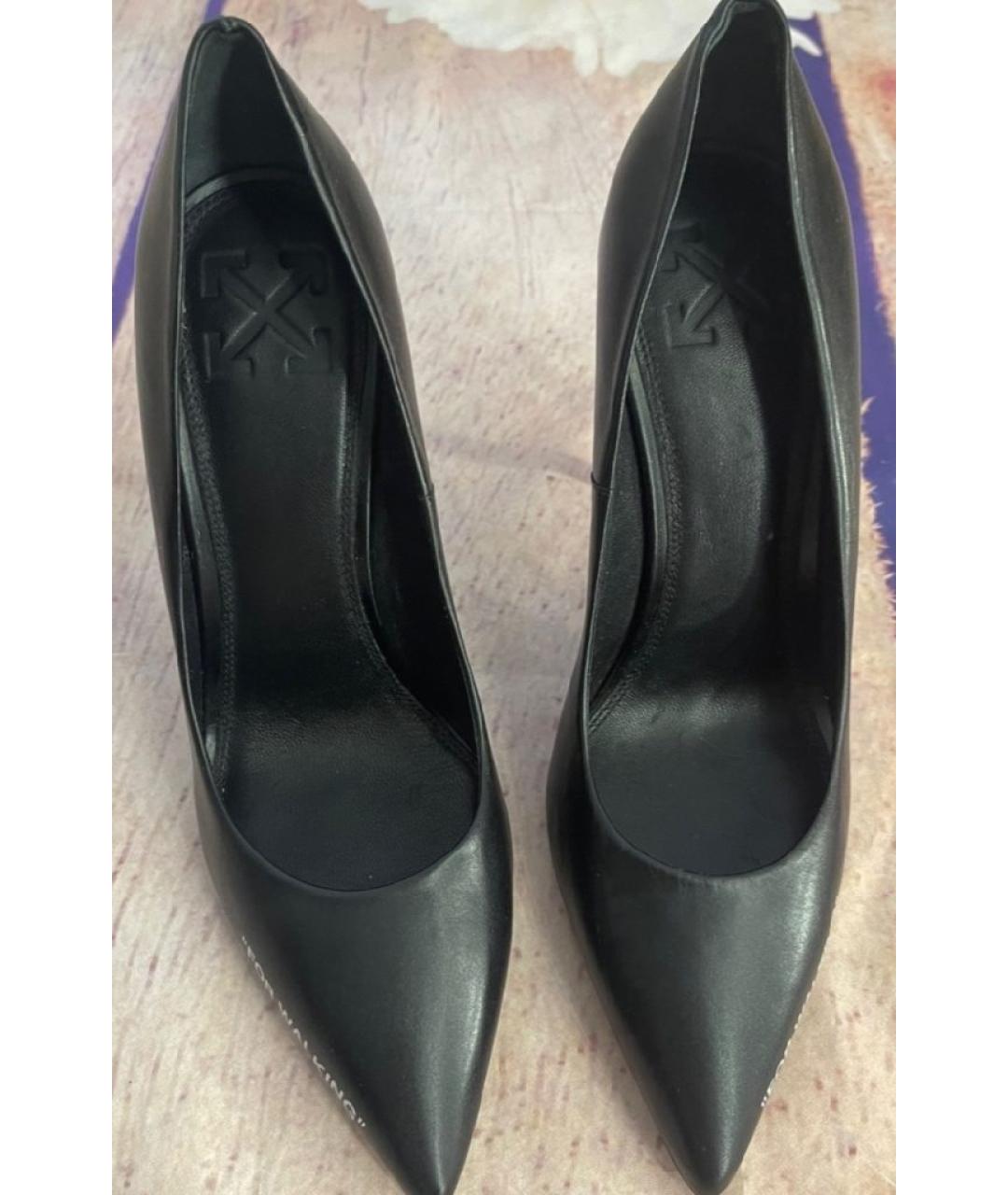 OFF-WHITE Черные кожаные туфли, фото 4