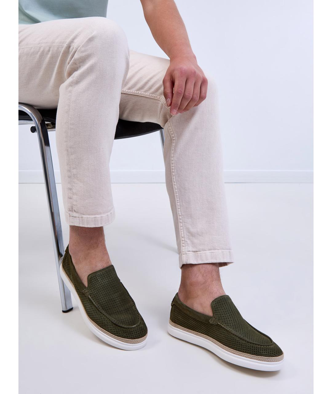 BARRETT Зеленые замшевые лоферы, фото 2