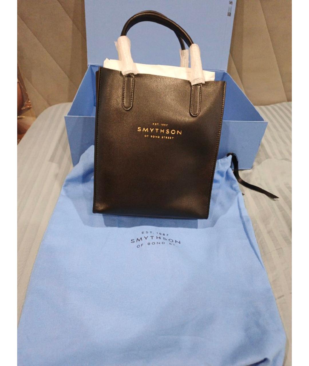 SMYTHSON Черная кожаная сумка тоут, фото 6