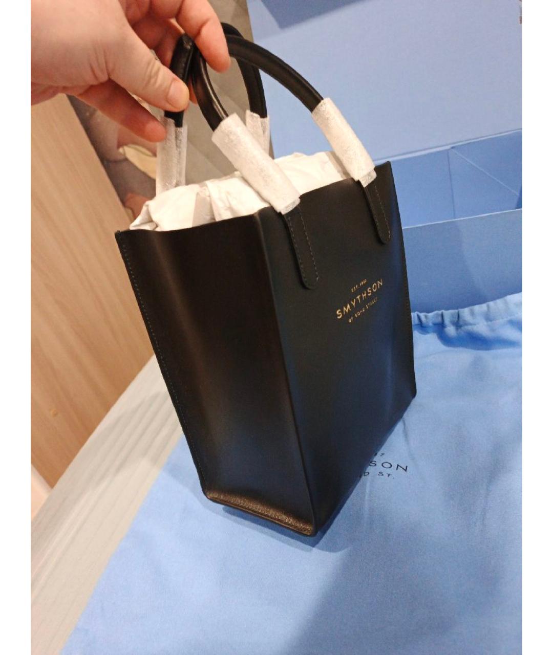 SMYTHSON Черная кожаная сумка тоут, фото 2