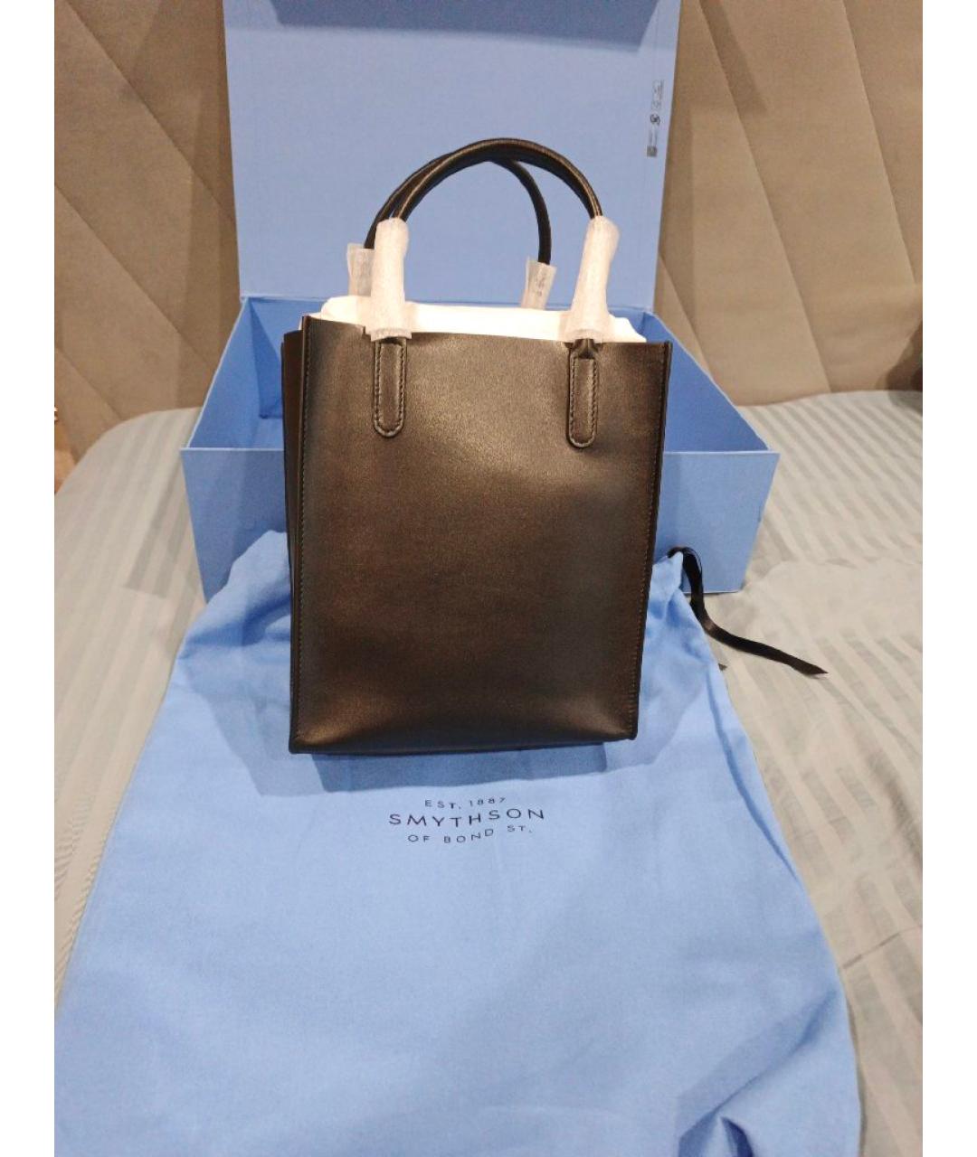 SMYTHSON Черная кожаная сумка тоут, фото 3