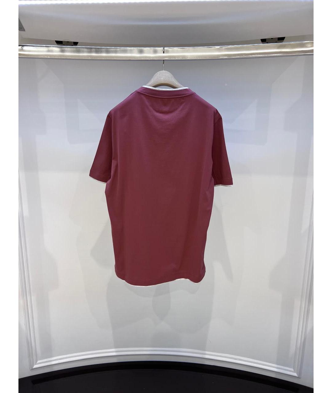 BRUNELLO CUCINELLI Бордовая футболка, фото 2