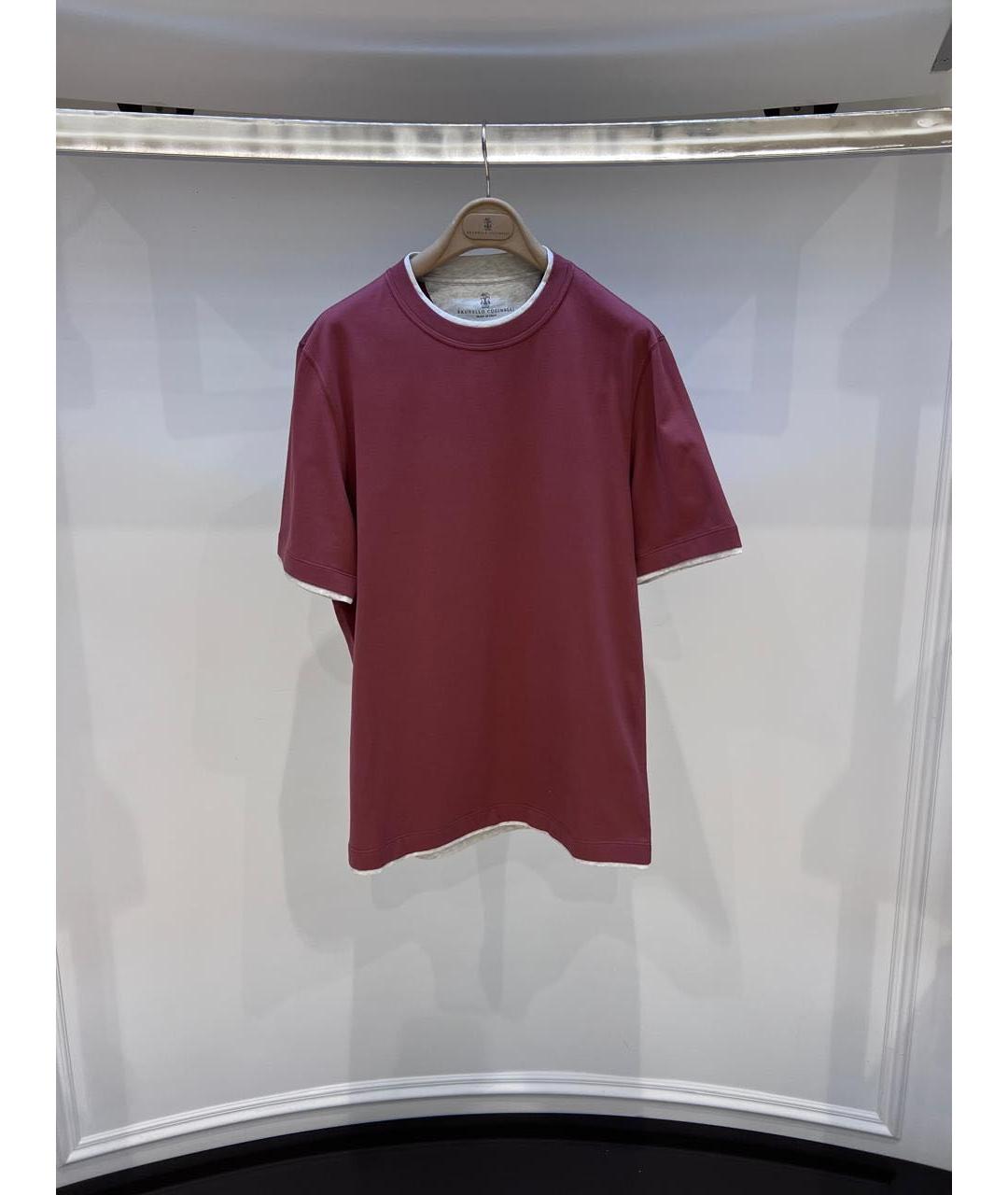 BRUNELLO CUCINELLI Бордовая футболка, фото 3