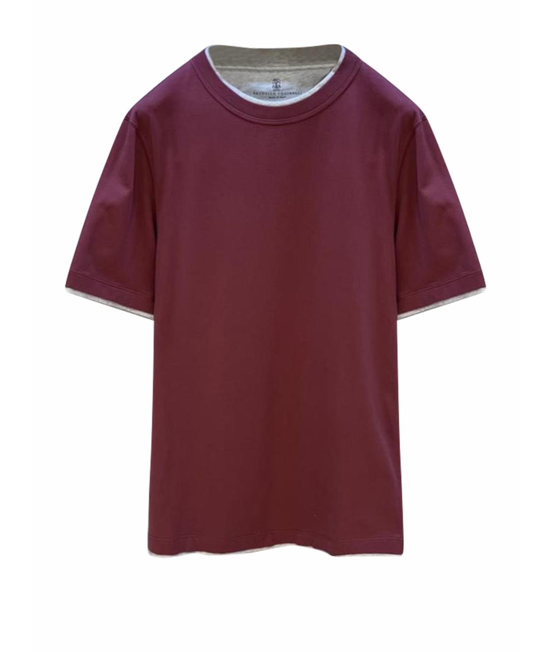 BRUNELLO CUCINELLI Бордовая футболка, фото 4