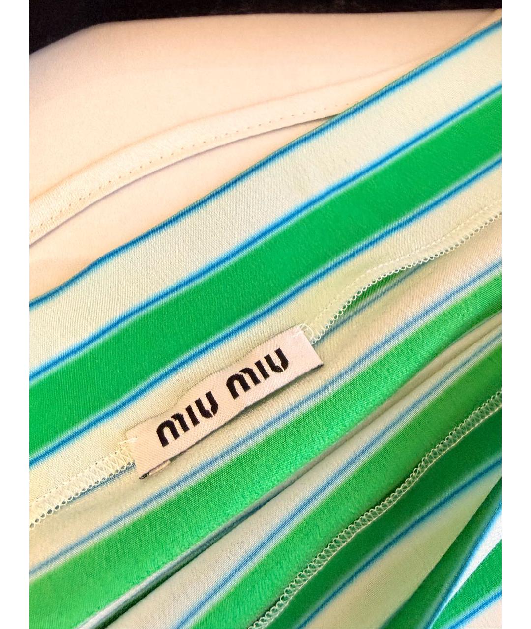 MIU MIU Мульти шелковая футболка, фото 3