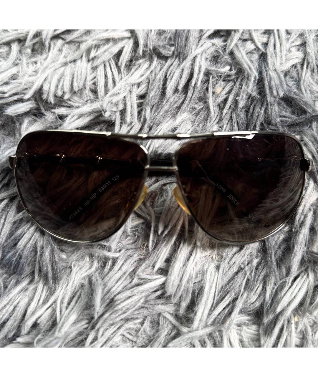 JUST CAVALLI Серебряные металлические солнцезащитные очки, фото 6