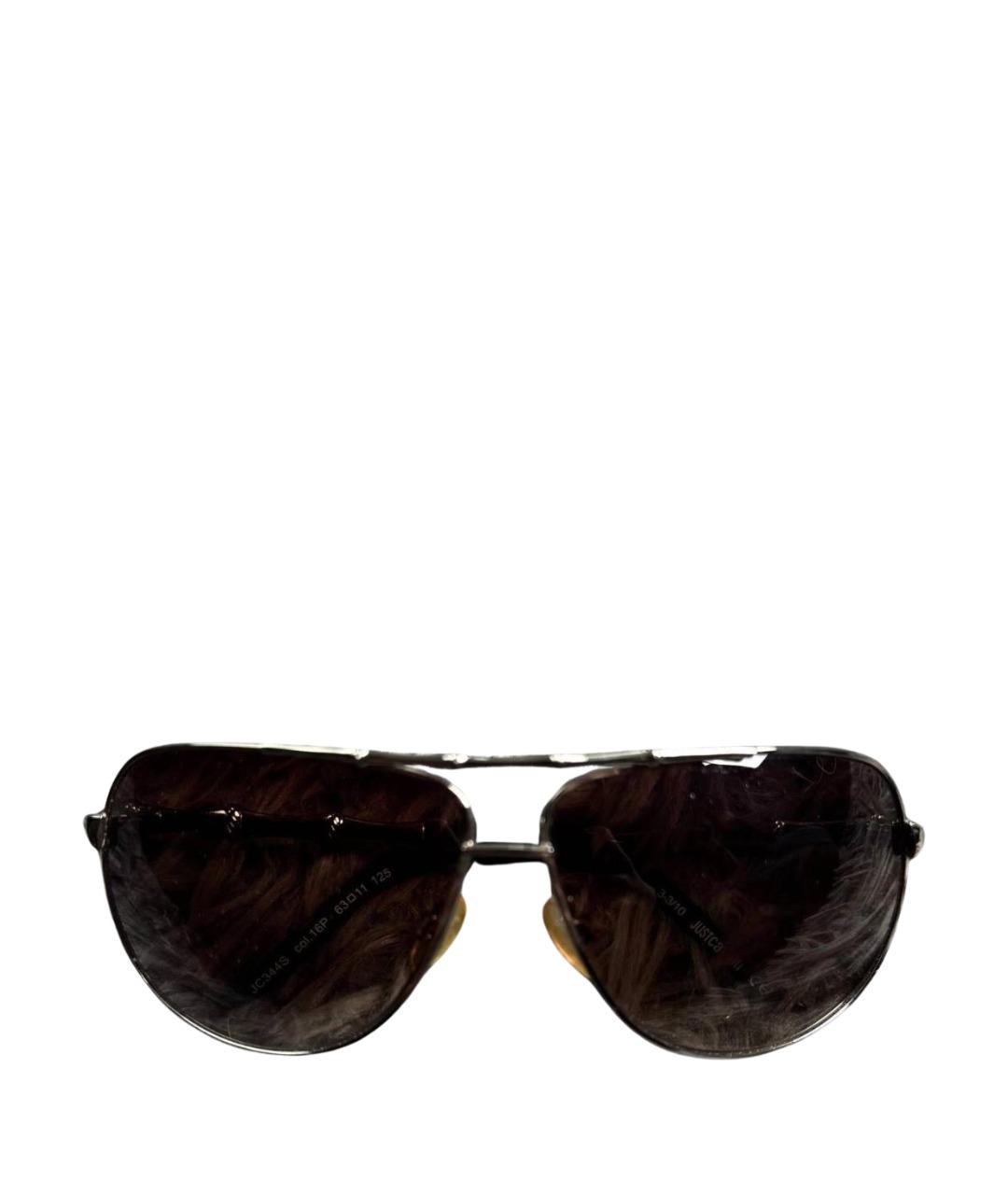 JUST CAVALLI Серебряные металлические солнцезащитные очки, фото 1