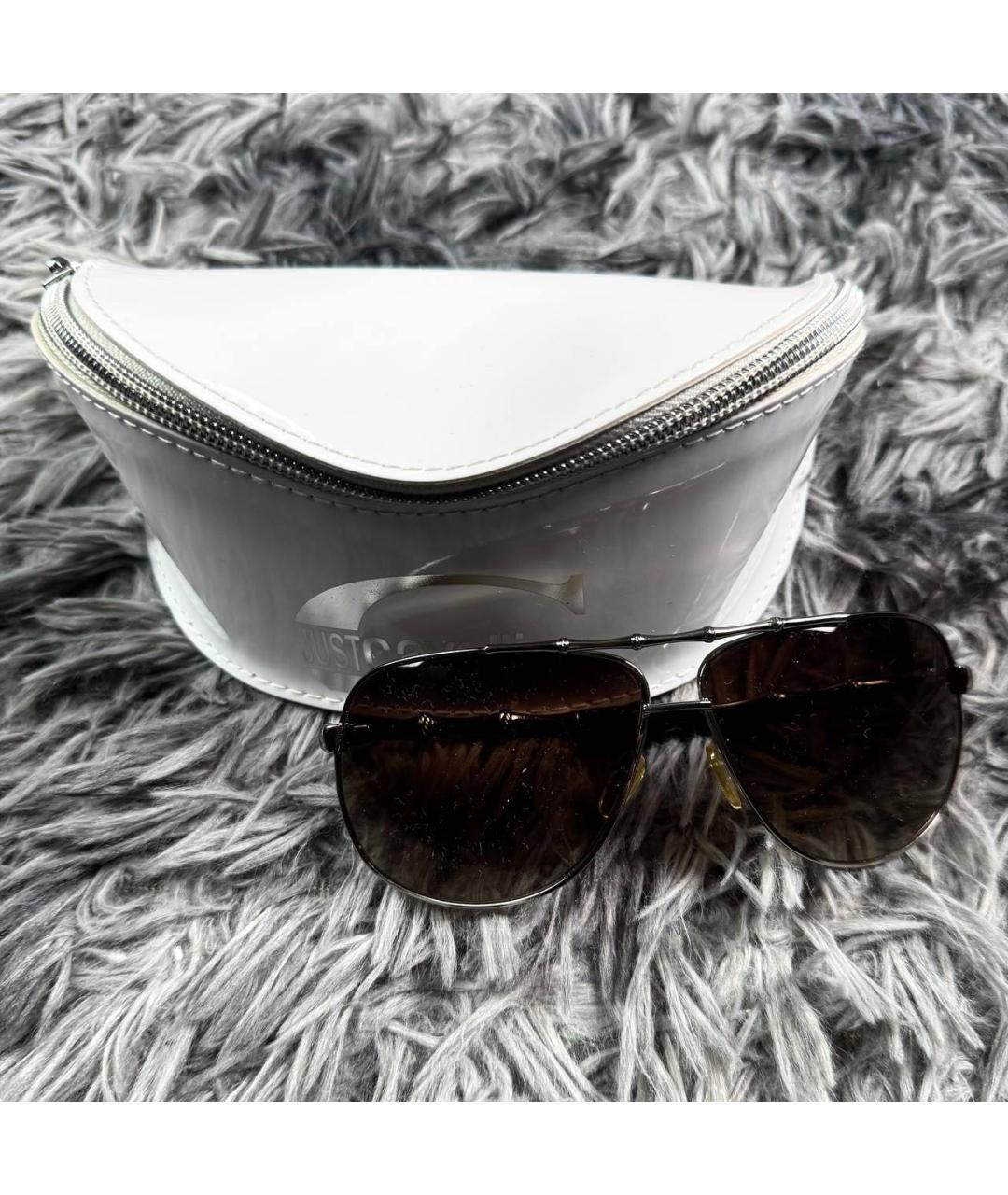 JUST CAVALLI Серебряные металлические солнцезащитные очки, фото 2
