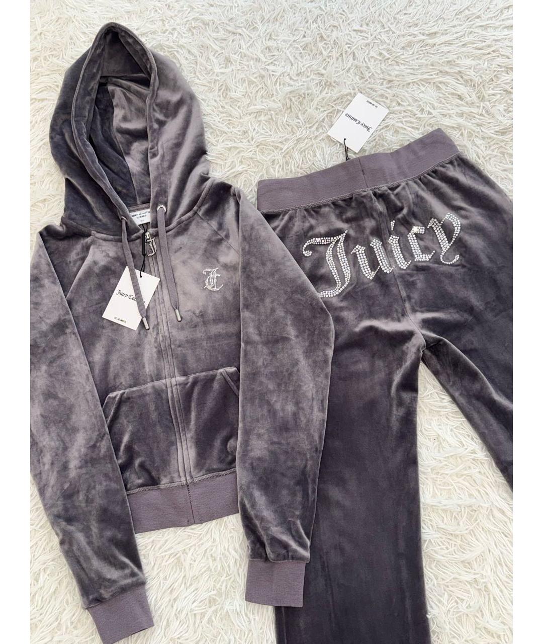 JUICY COUTURE Антрацитовый велюровый спортивные костюмы, фото 3