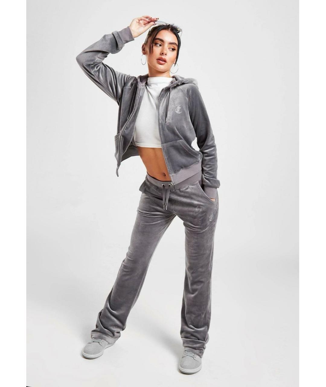 JUICY COUTURE Антрацитовый велюровый спортивные костюмы, фото 7