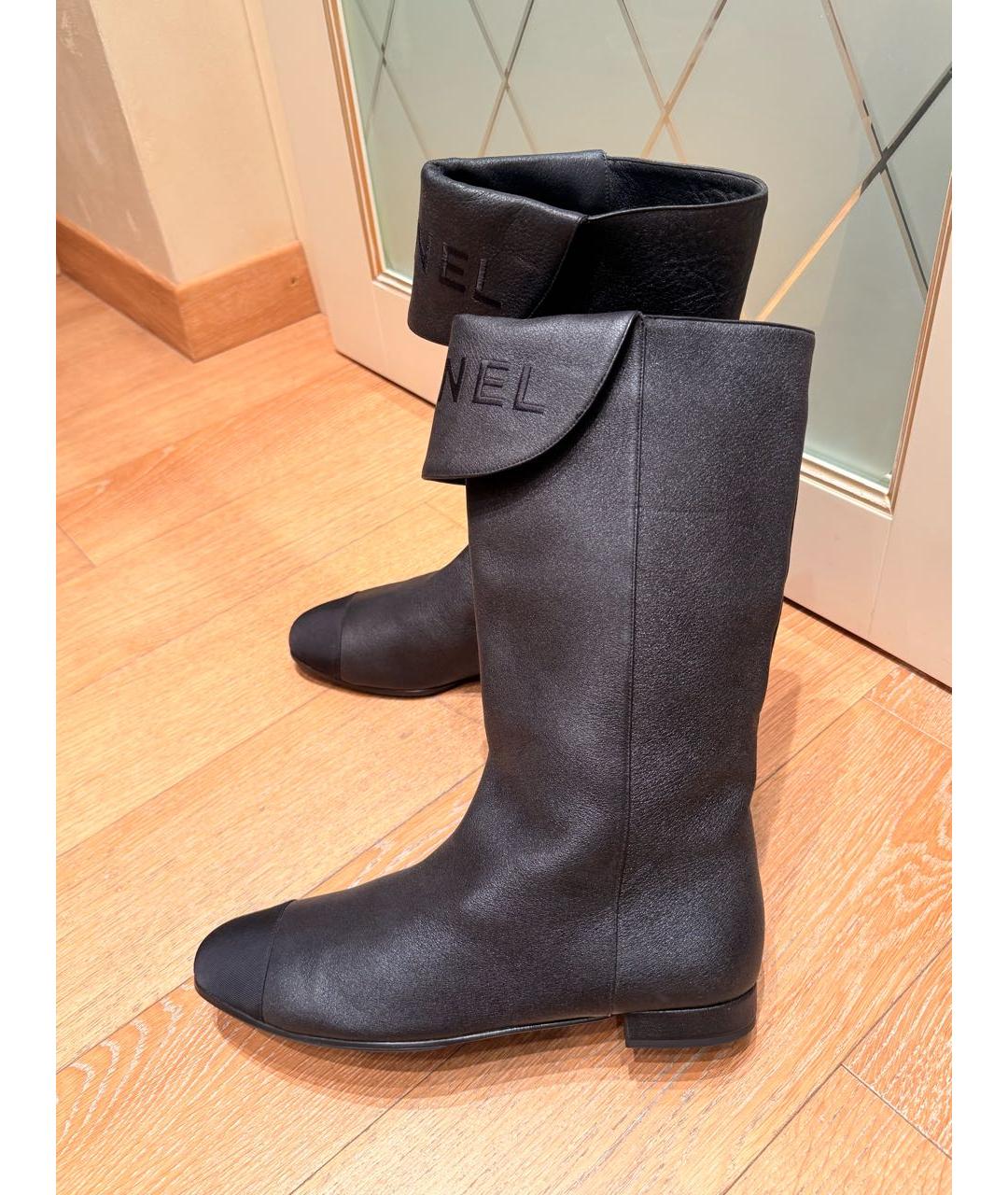 CHANEL Черные кожаные сапоги, фото 8