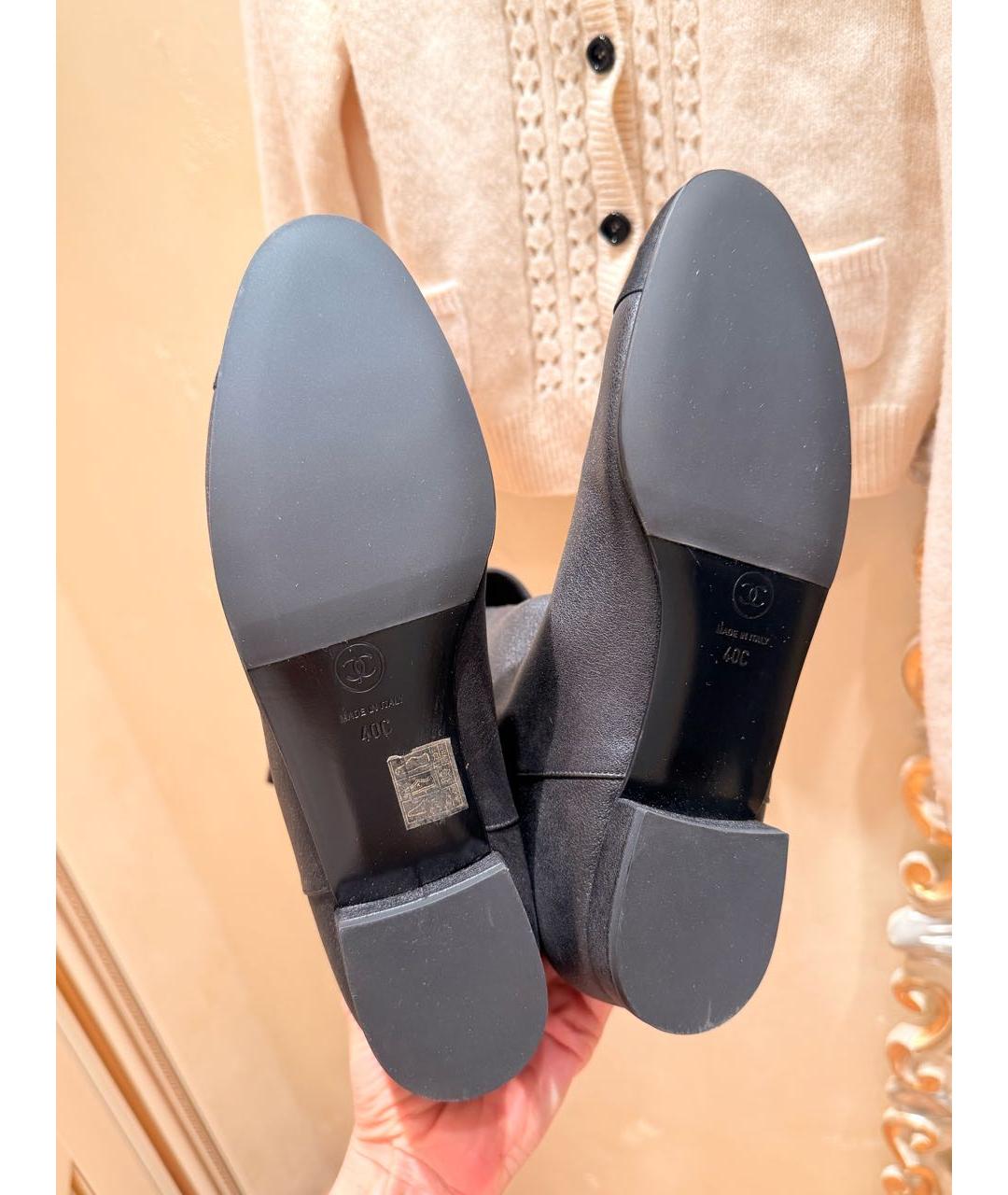 CHANEL Черные кожаные сапоги, фото 7