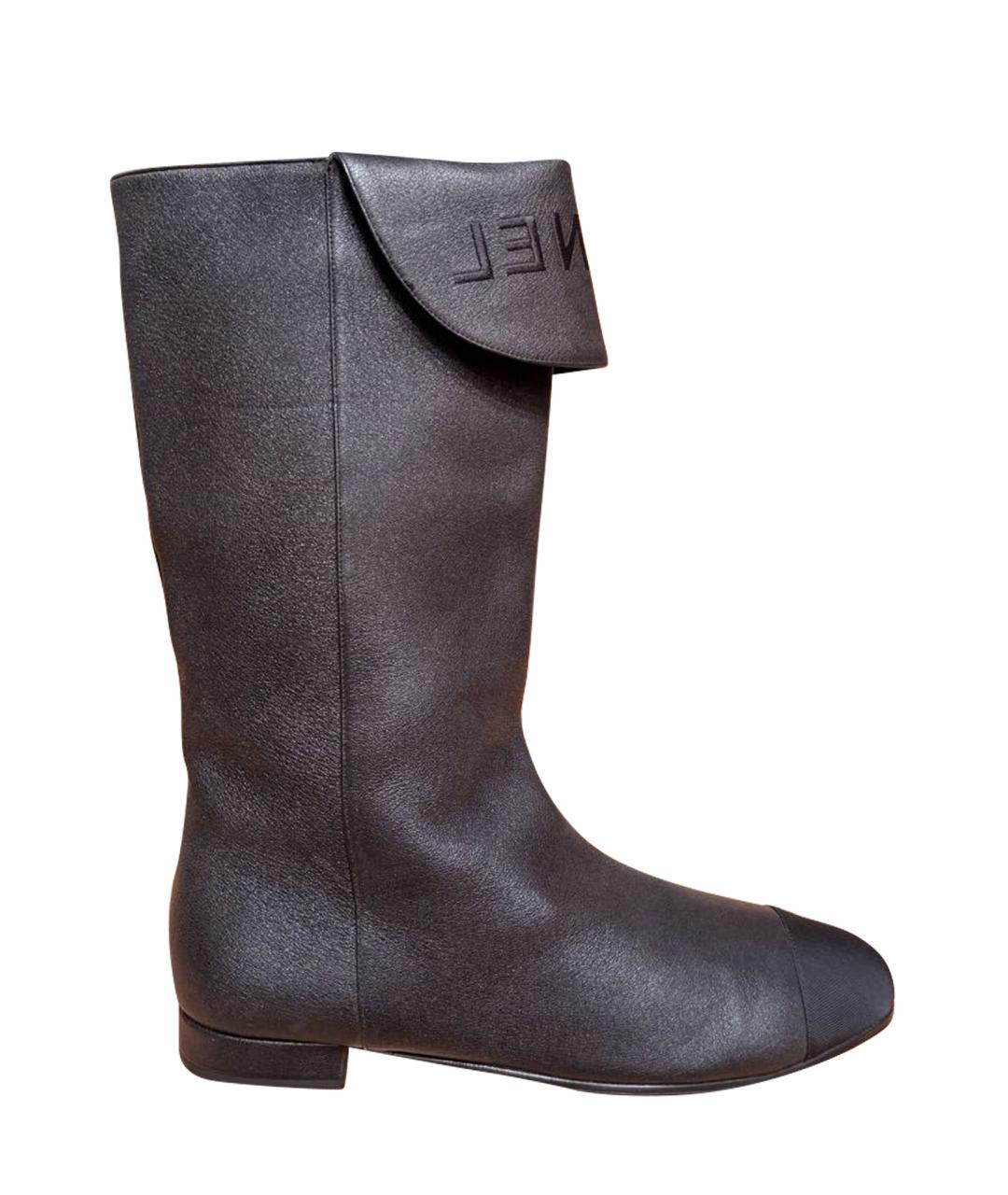 CHANEL Черные кожаные сапоги, фото 1