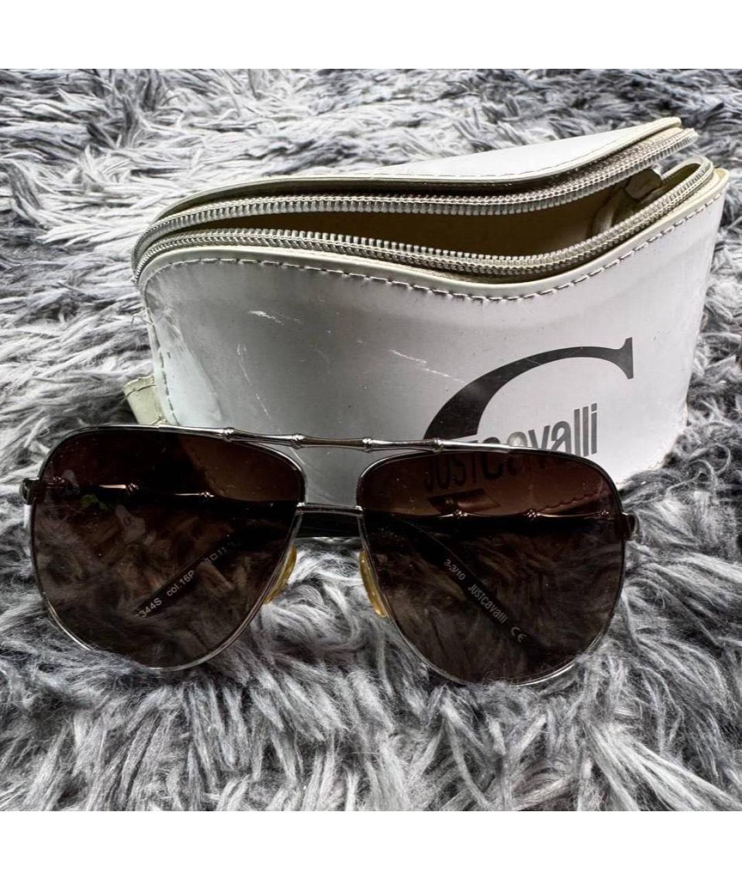 JUST CAVALLI Серебряные металлические солнцезащитные очки, фото 2