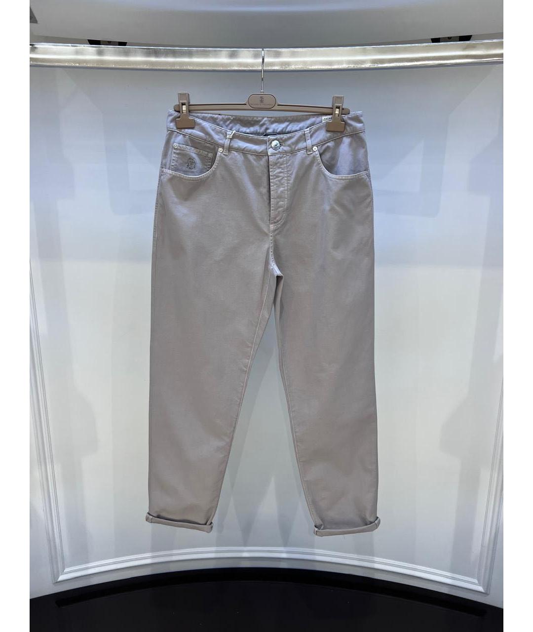 BRUNELLO CUCINELLI Серебряные джинсы скинни, фото 3