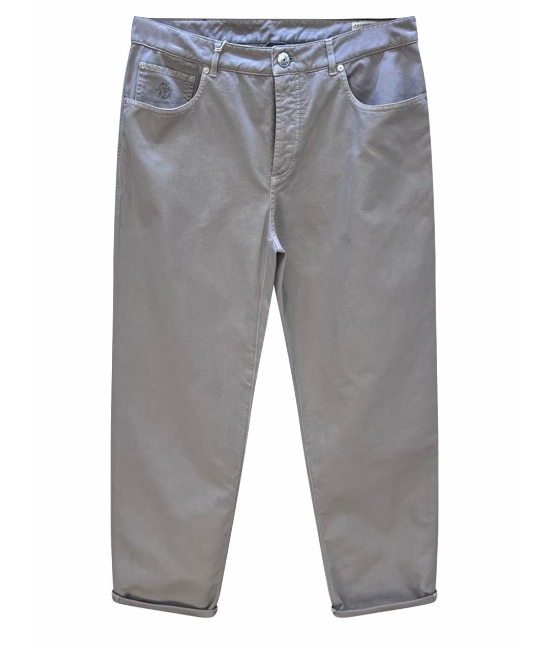 BRUNELLO CUCINELLI Серебряные джинсы скинни, фото 1