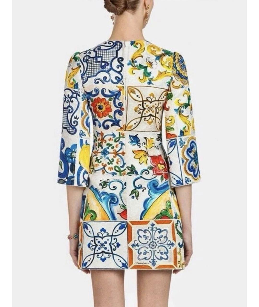 DOLCE&GABBANA Мульти шелковое платье, фото 3