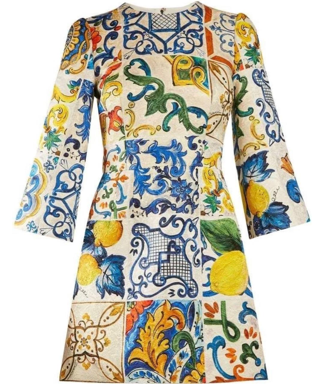 DOLCE&GABBANA Мульти шелковое платье, фото 1