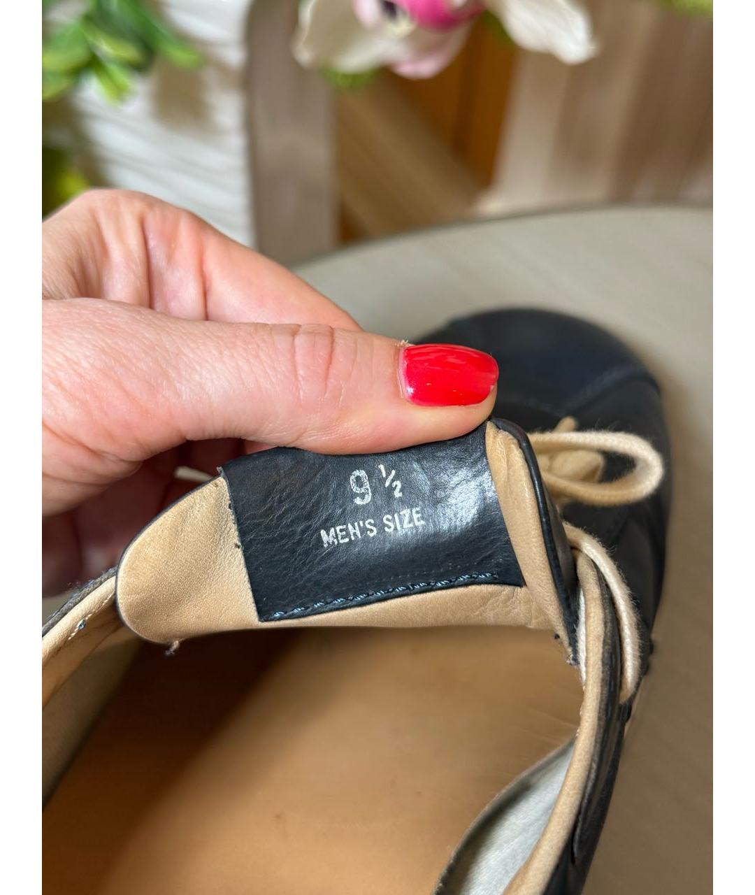 TOD'S Темно-синие кожаные низкие кроссовки / кеды, фото 5