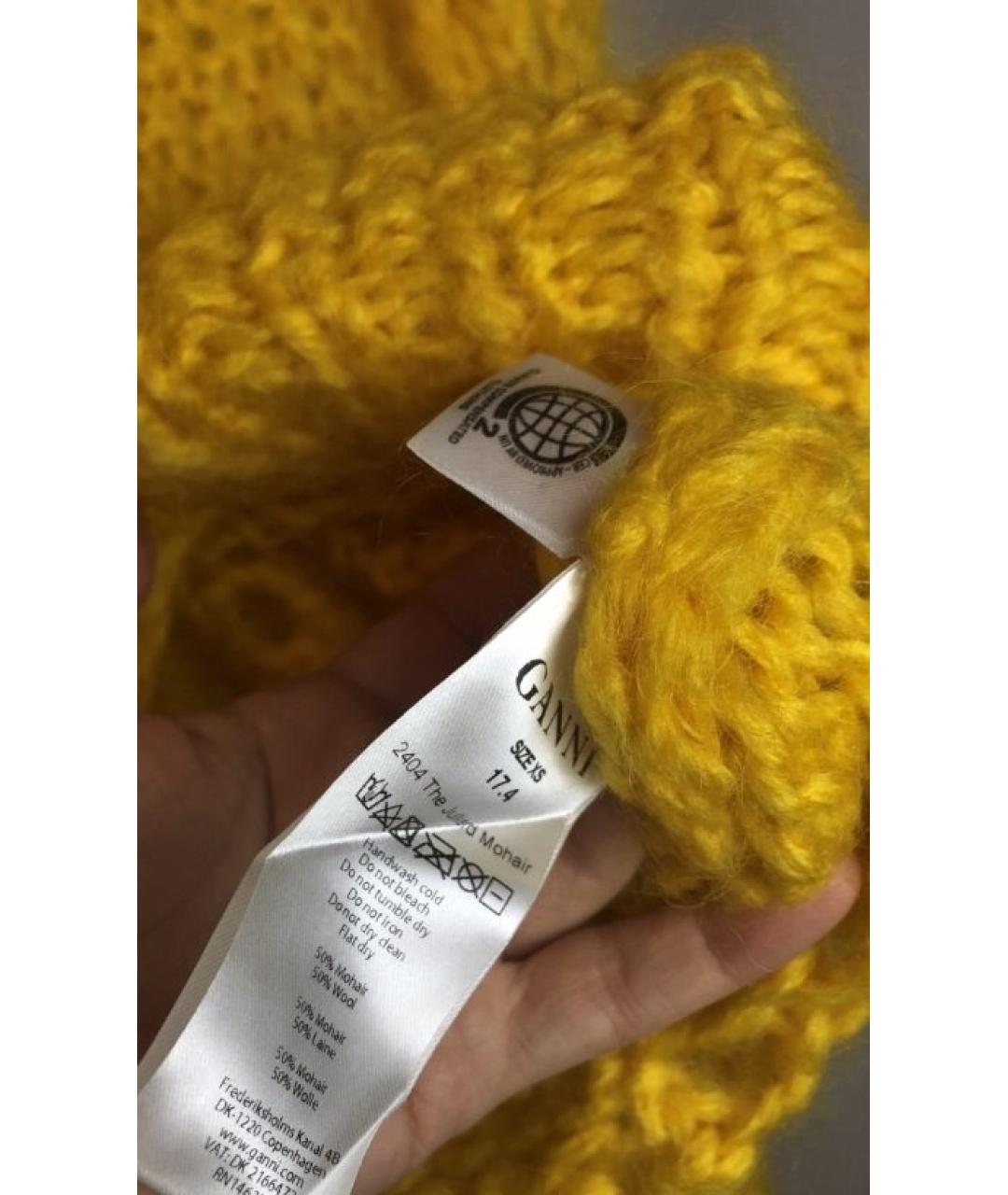 GANNI Горчичный шерстяной джемпер / свитер, фото 5