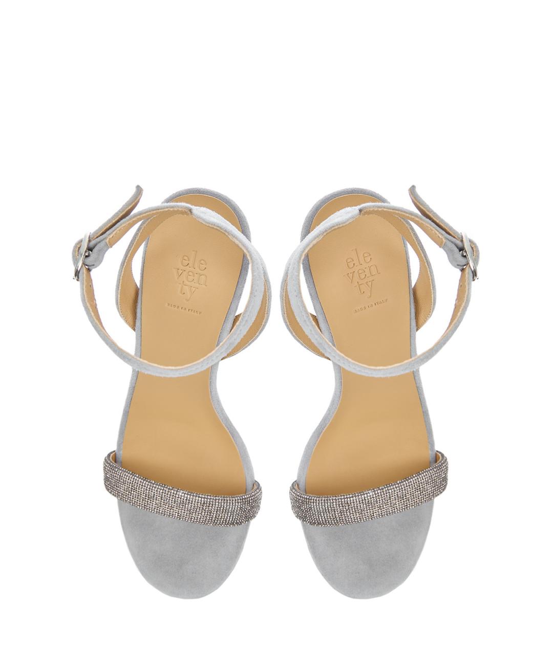 ELEVENTY Серые замшевые босоножки, фото 5