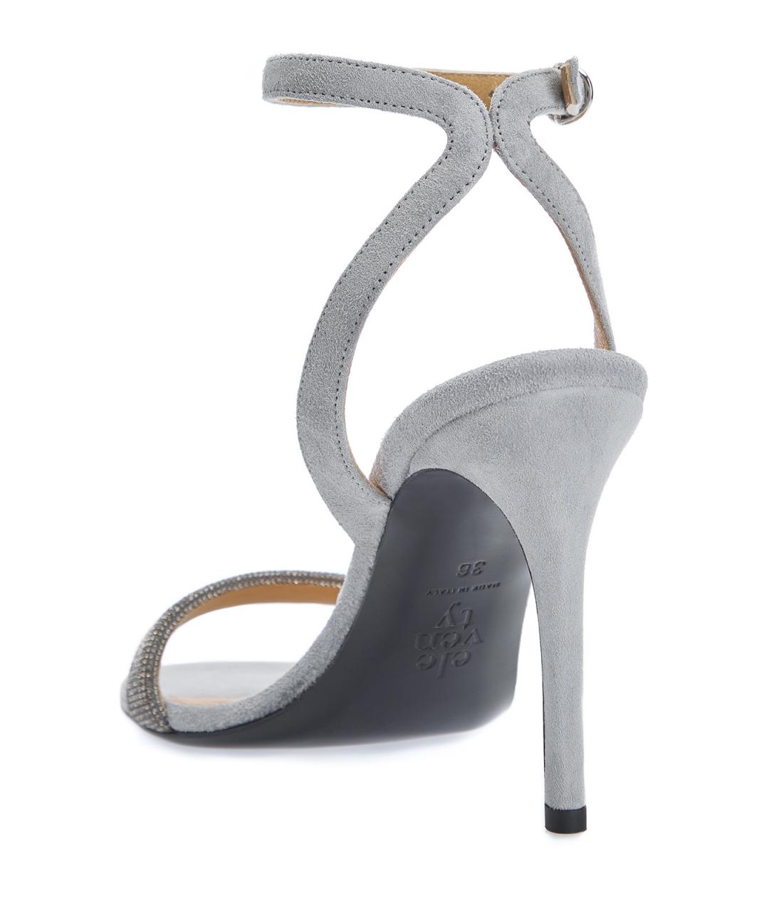 ELEVENTY Серые замшевые босоножки, фото 4