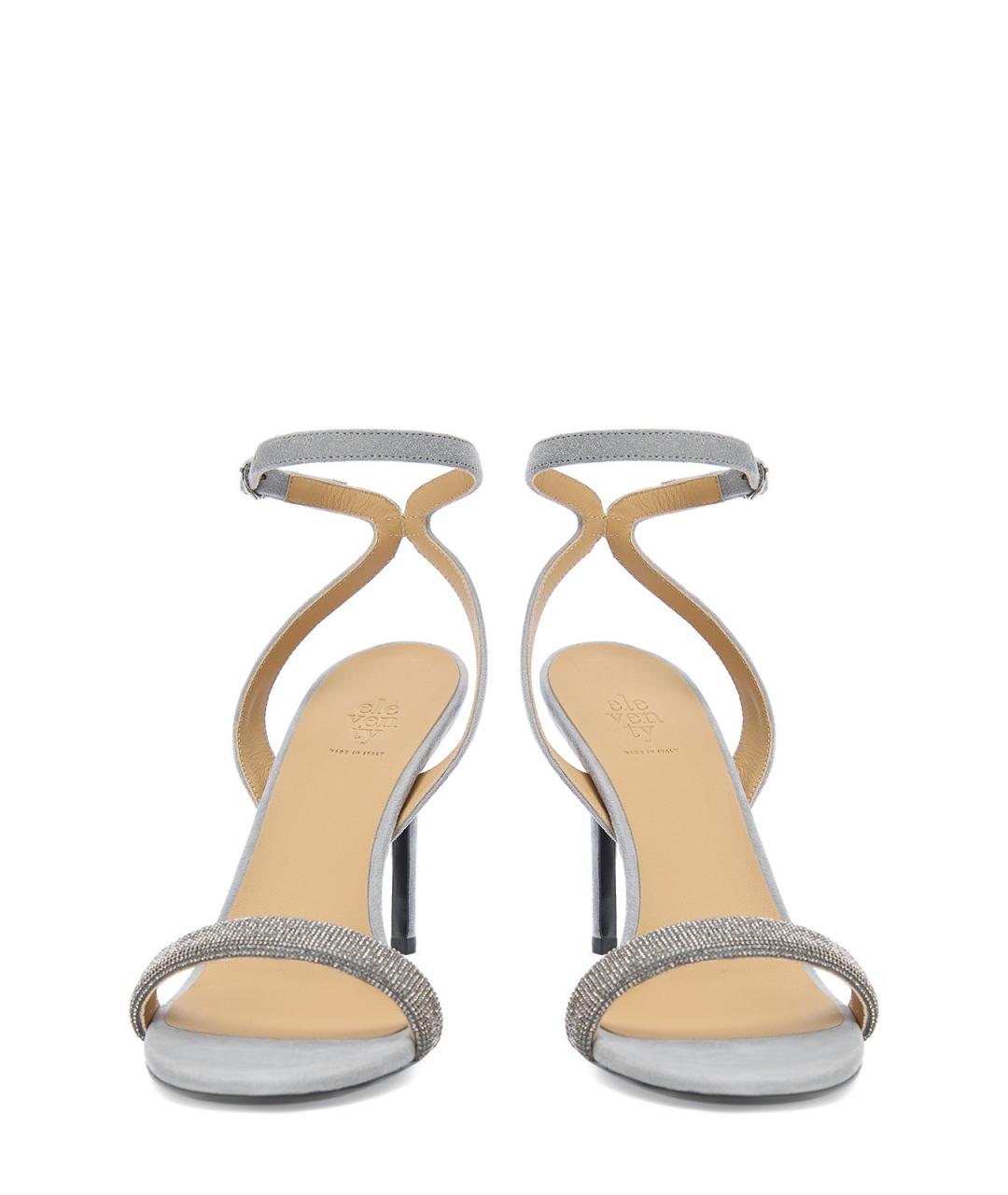 ELEVENTY Серые замшевые босоножки, фото 6