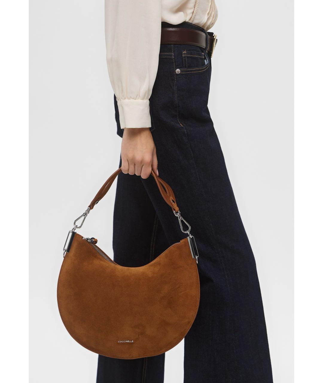 COCCINELLE Коричневая замшевая сумка через плечо, фото 5