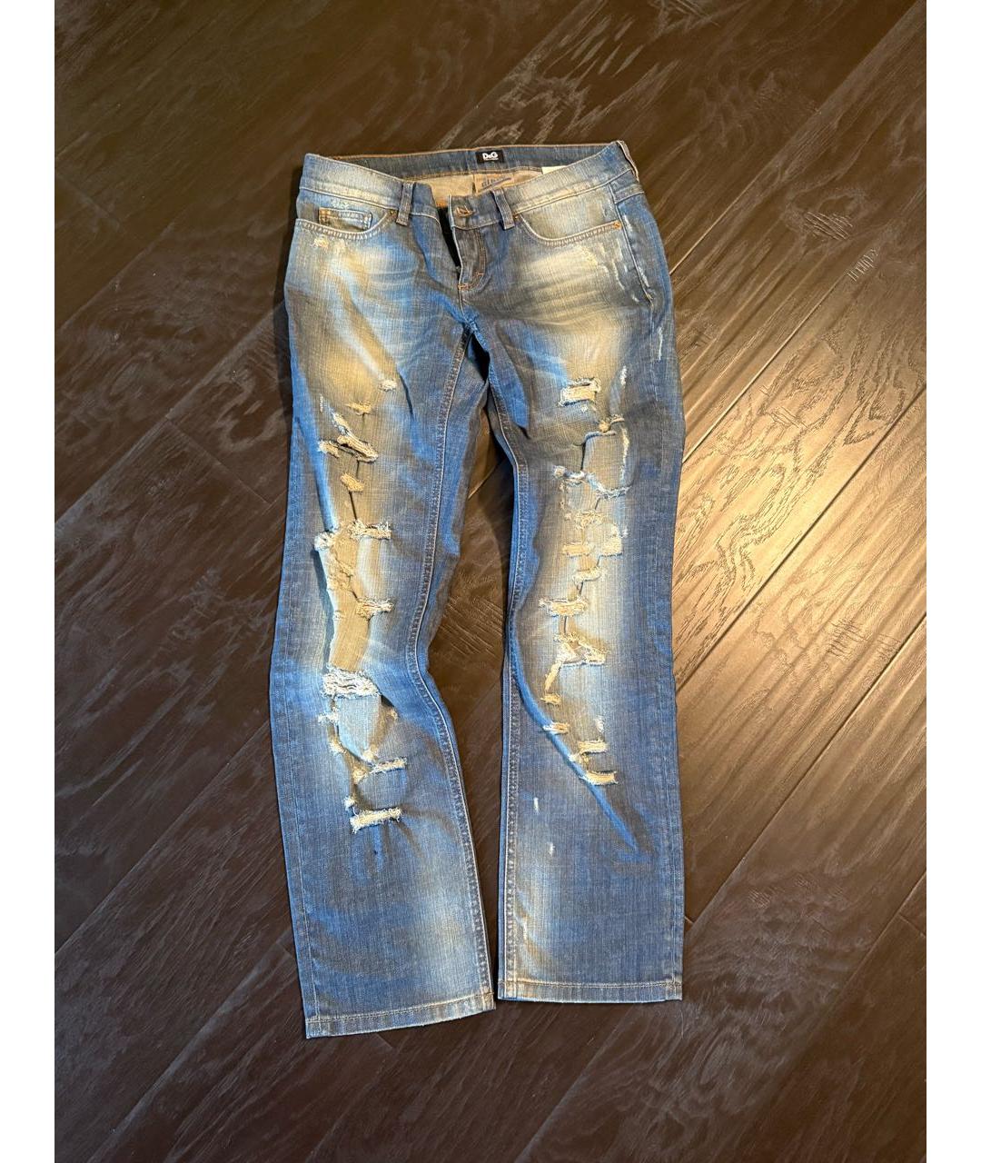 DOLCE&GABBANA Синие хлопковые прямые джинсы, фото 5