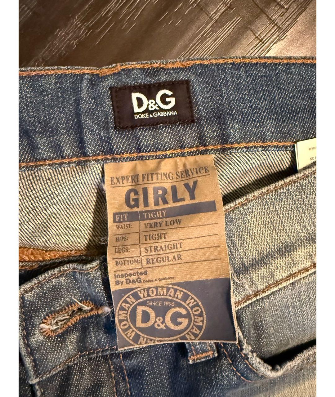 DOLCE&GABBANA Синие хлопковые прямые джинсы, фото 3