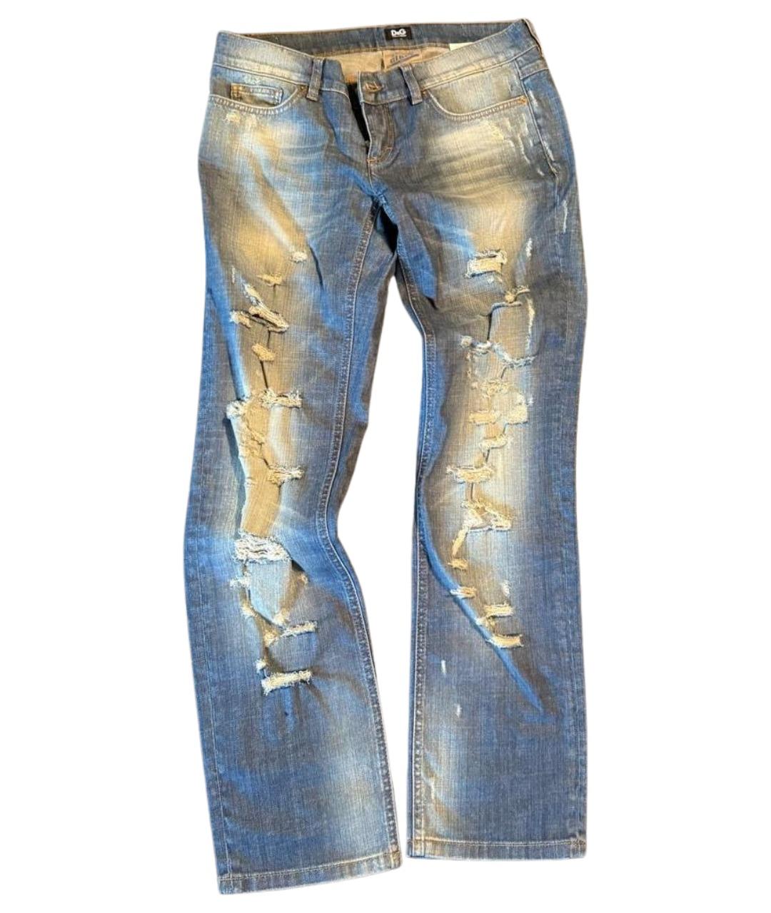 DOLCE&GABBANA Синие хлопковые прямые джинсы, фото 1
