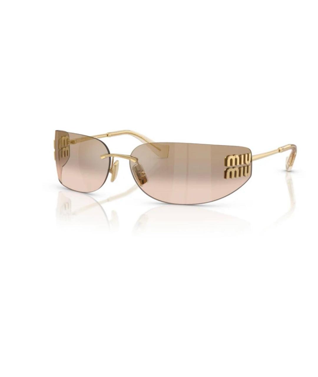 MIU MIU Золотые металлические солнцезащитные очки, фото 4