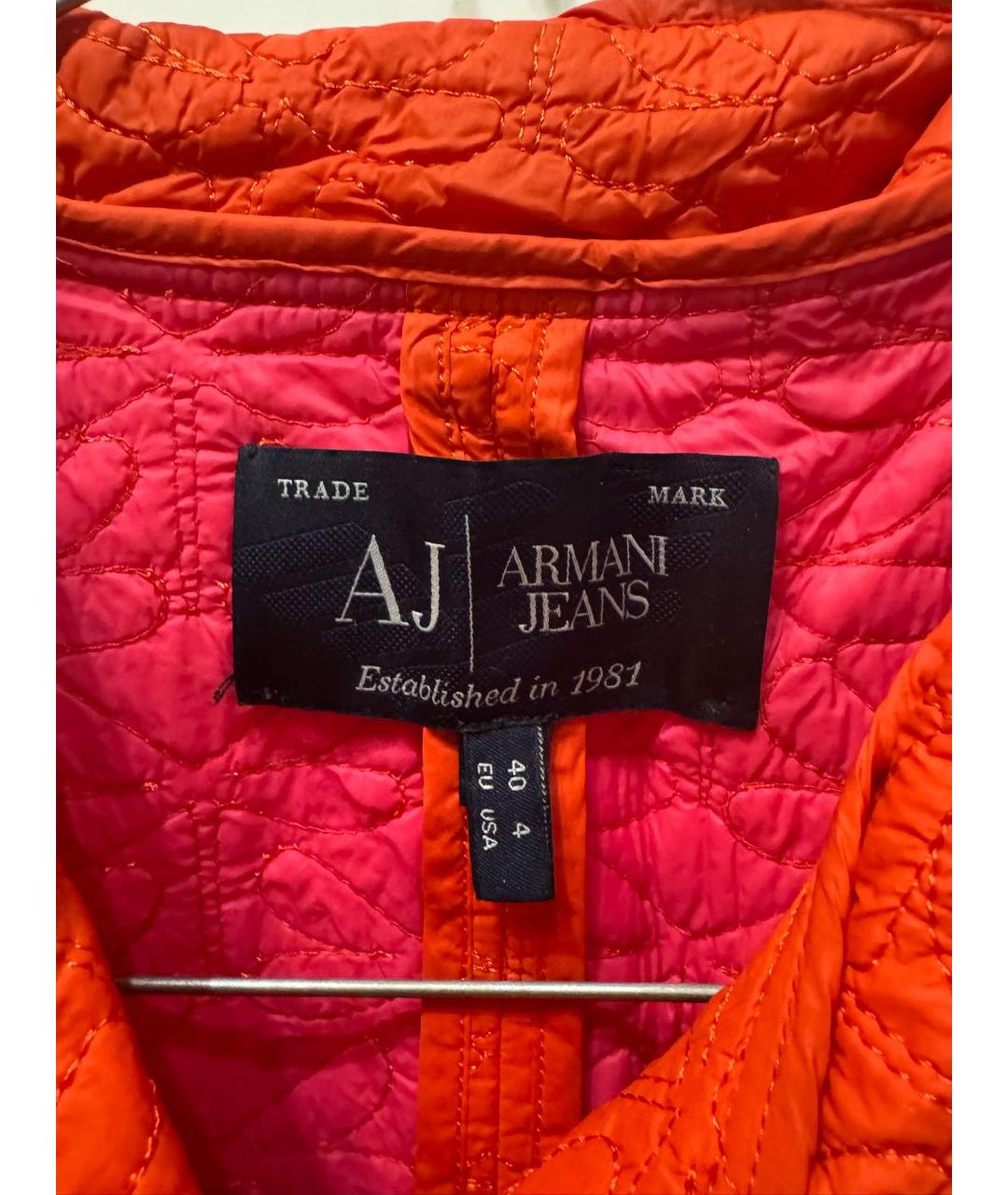 ARMANI JEANS Оранжевая полиамидовая куртка, фото 5