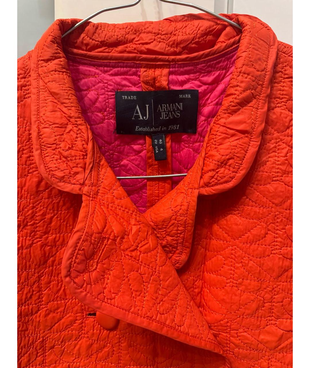 ARMANI JEANS Оранжевая полиамидовая куртка, фото 3