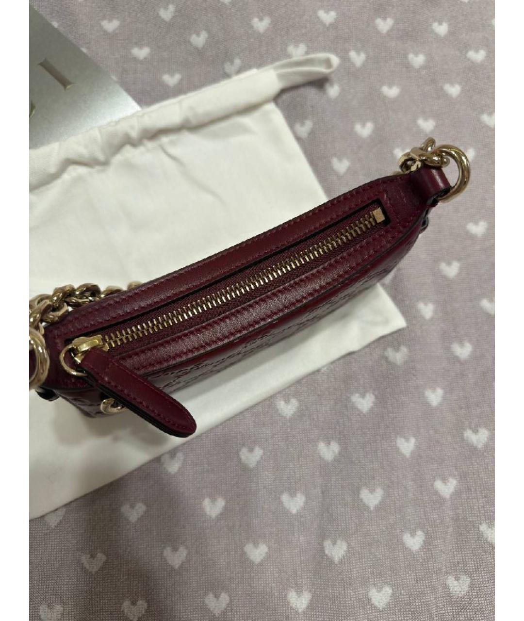 GUCCI Бордовая кожаная сумка через плечо, фото 4