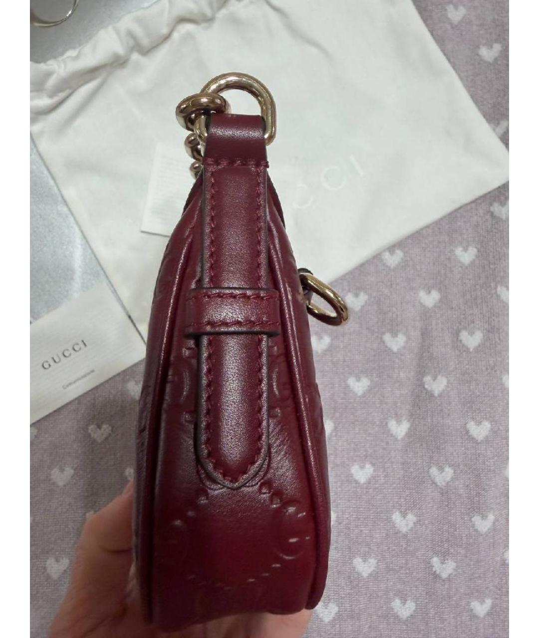 GUCCI Бордовая кожаная сумка через плечо, фото 5