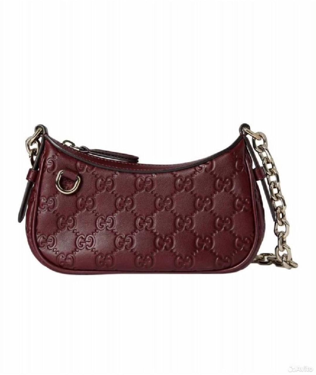 GUCCI Бордовая кожаная сумка через плечо, фото 1