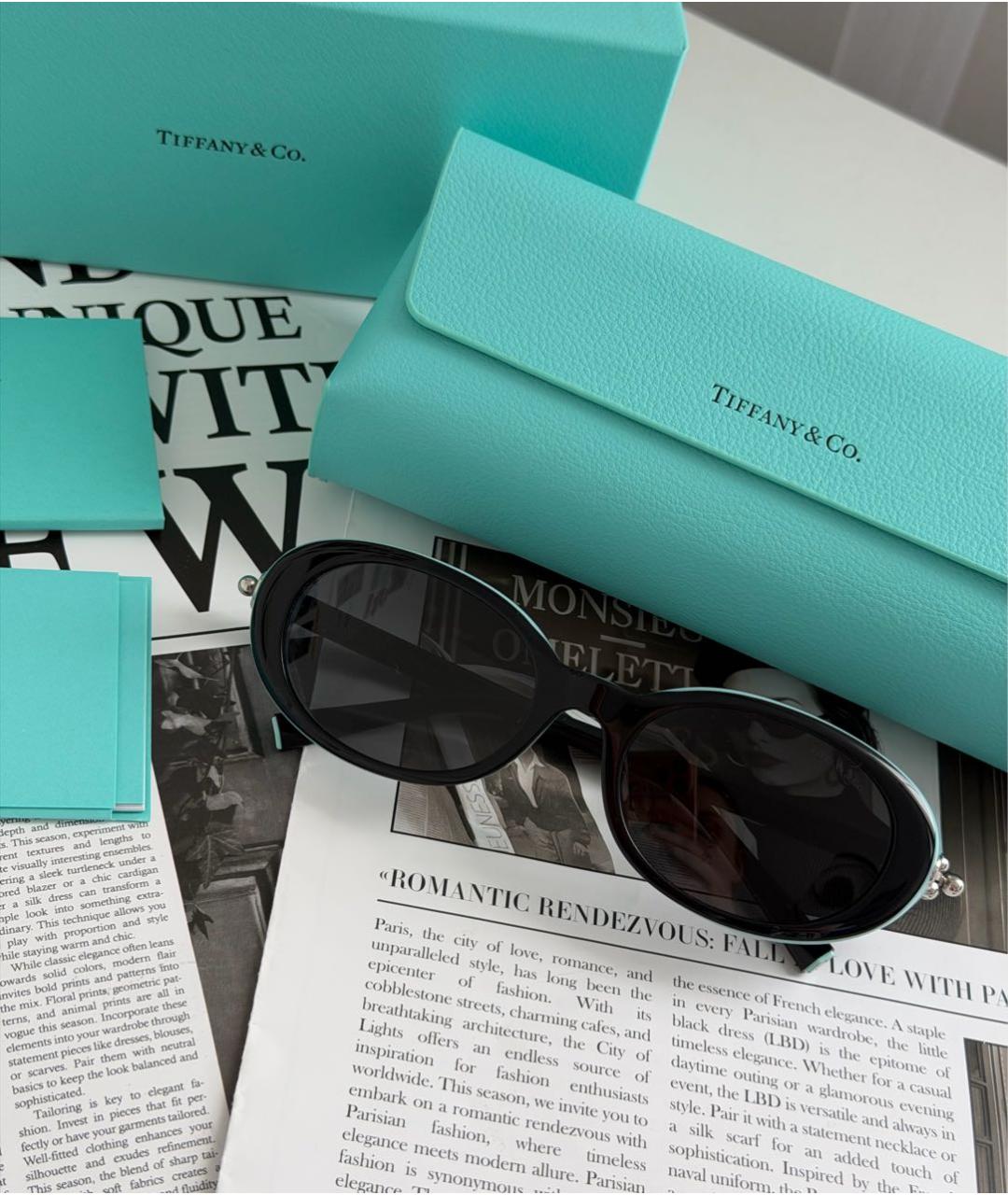 TIFFANY&CO Черные пластиковые солнцезащитные очки, фото 2