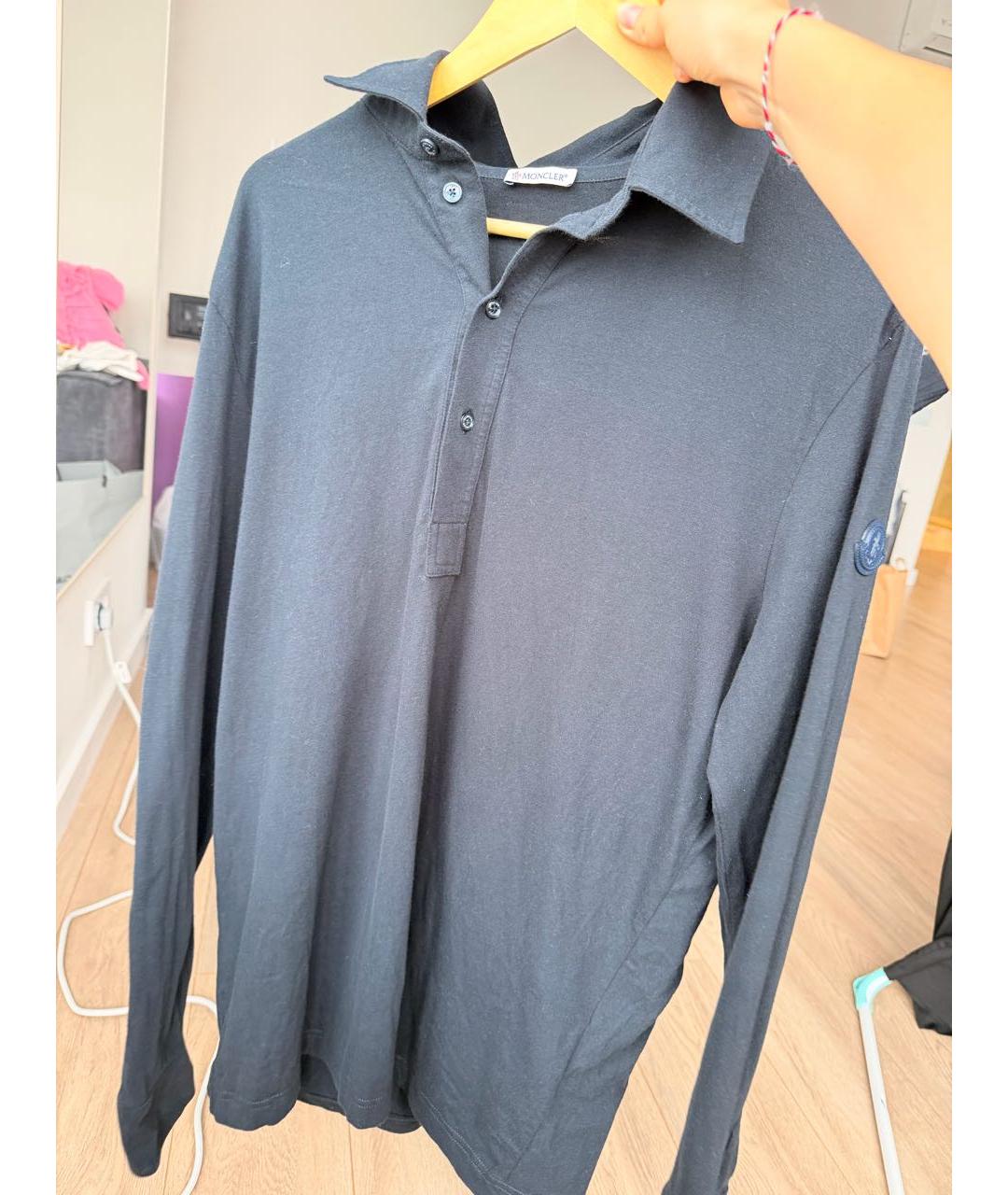 MONCLER Темно-синяя хлопковая классическая рубашка, фото 6