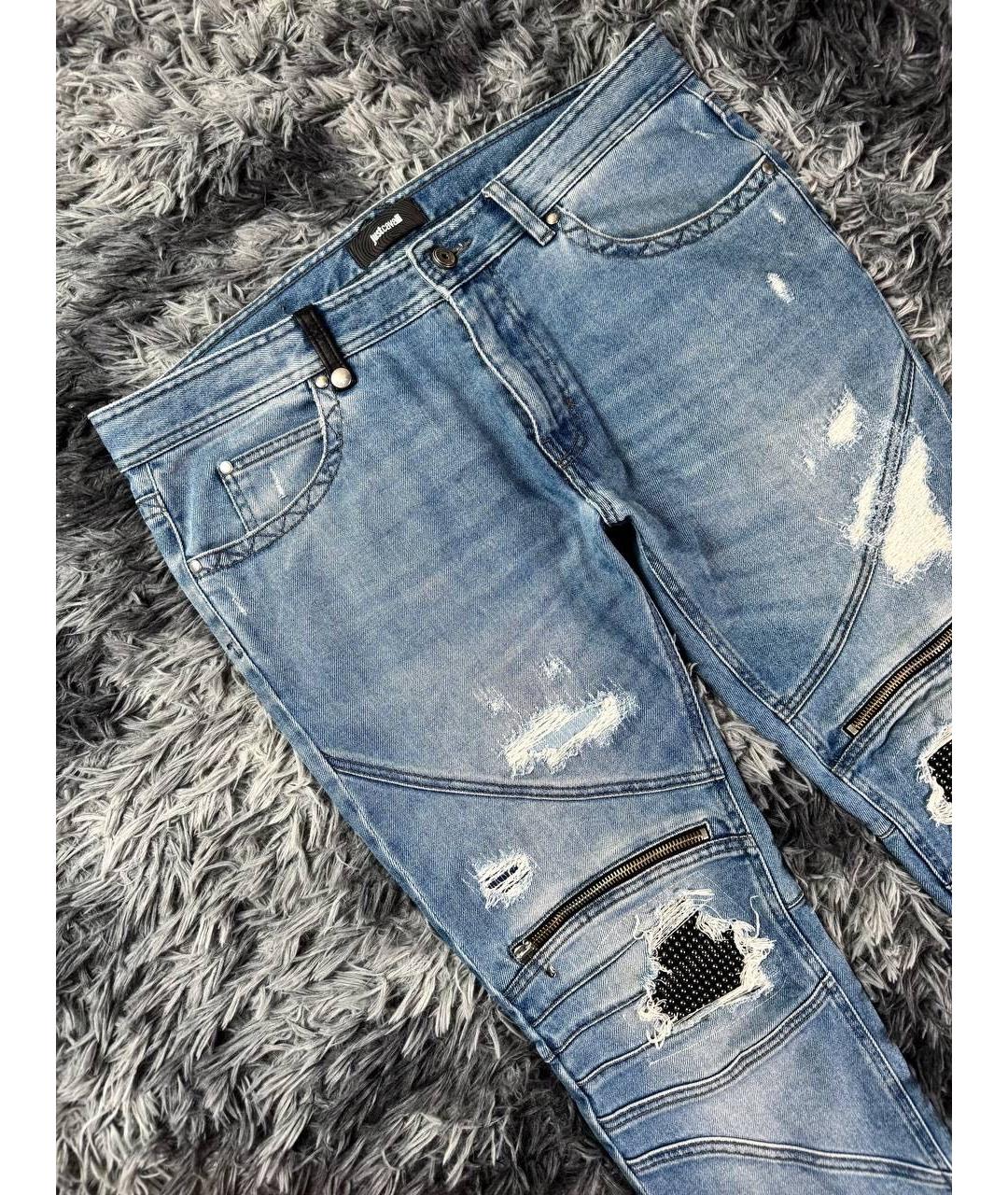 JUST CAVALLI Голубые хлопковые джинсы скинни, фото 4