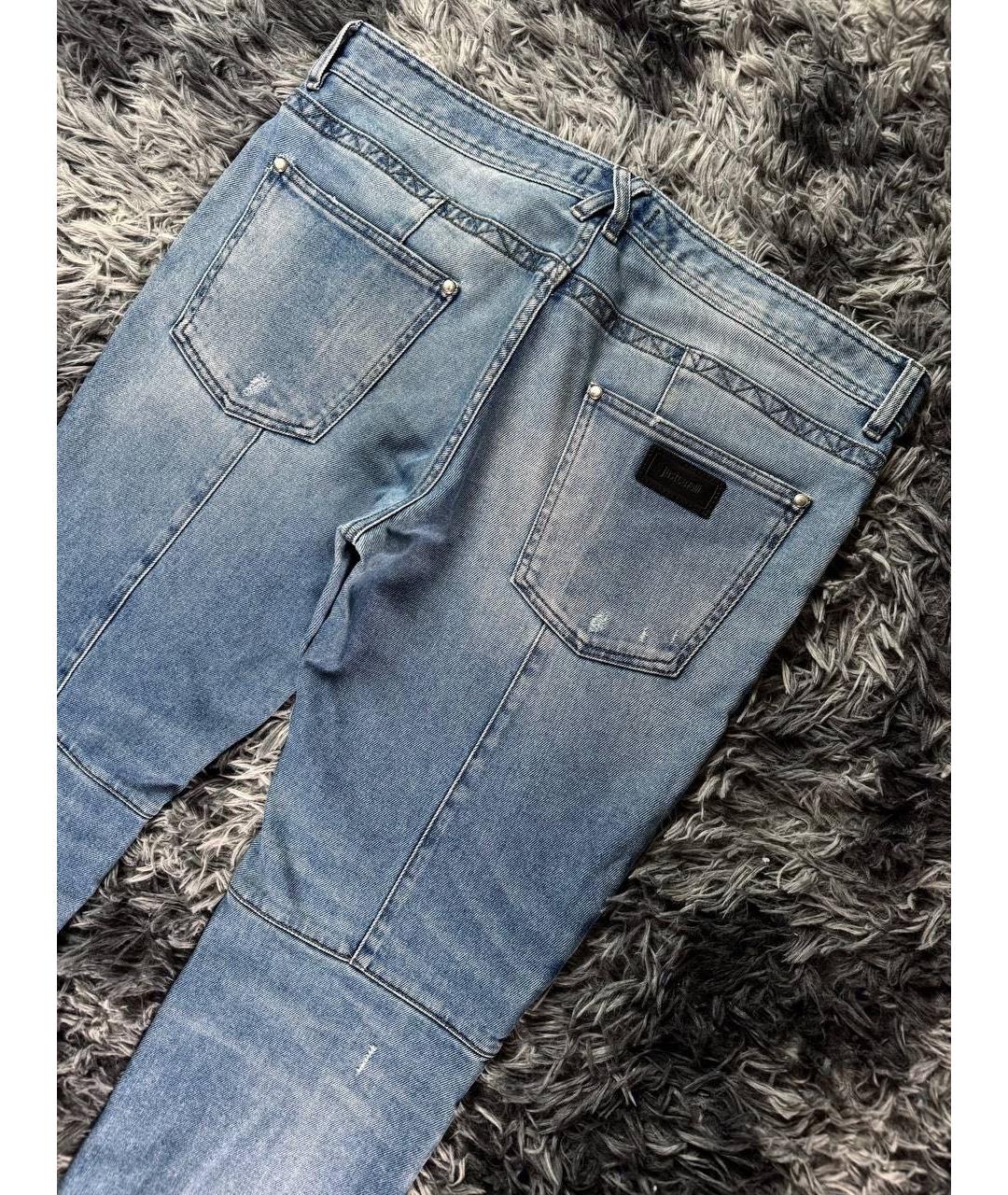 JUST CAVALLI Голубые хлопковые джинсы скинни, фото 2