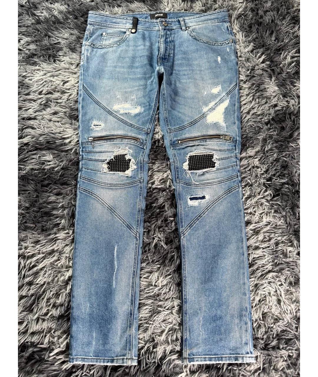 JUST CAVALLI Голубые хлопковые джинсы скинни, фото 8