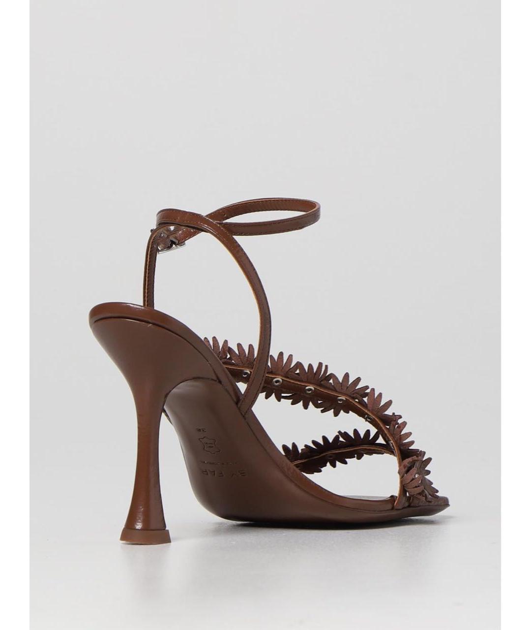 BY FAR Коричневые кожаные босоножки, фото 3