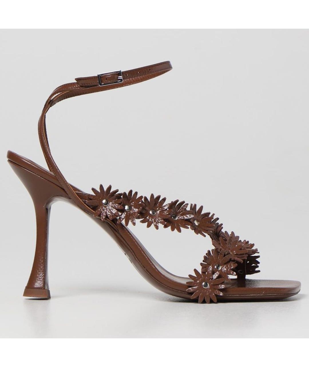 BY FAR Коричневые кожаные босоножки, фото 4