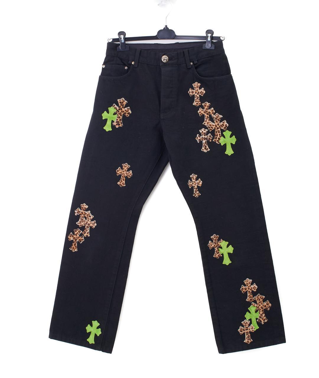 CHROME HEARTS Черные хлопковые прямые джинсы, фото 1